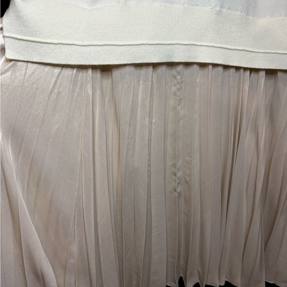 Anthropologie Ivory Long-Sleeve Pleated Twofer Sweater Maxi Dress size L Preppy - Picture 10 of 15